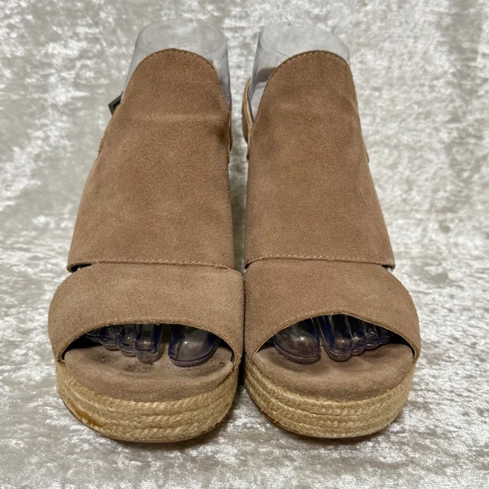 Vince Camuto Women 8.5M Tan Suede Espadrille Wedge Sandals Open Toe‎ Ankle Strap